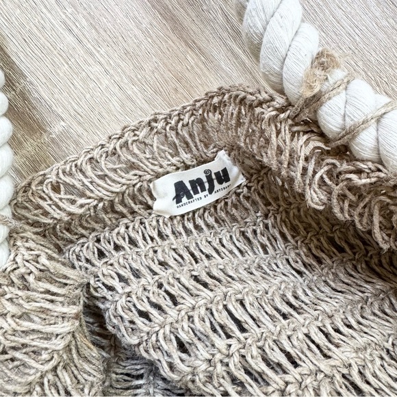 New Free People Anju Amalfi Jute Bag Tote Woven Beach Tan Cream - Picture 8 of 16